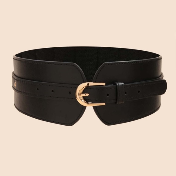 New! Corset Black Wide Vegan Leather Belt NWOT